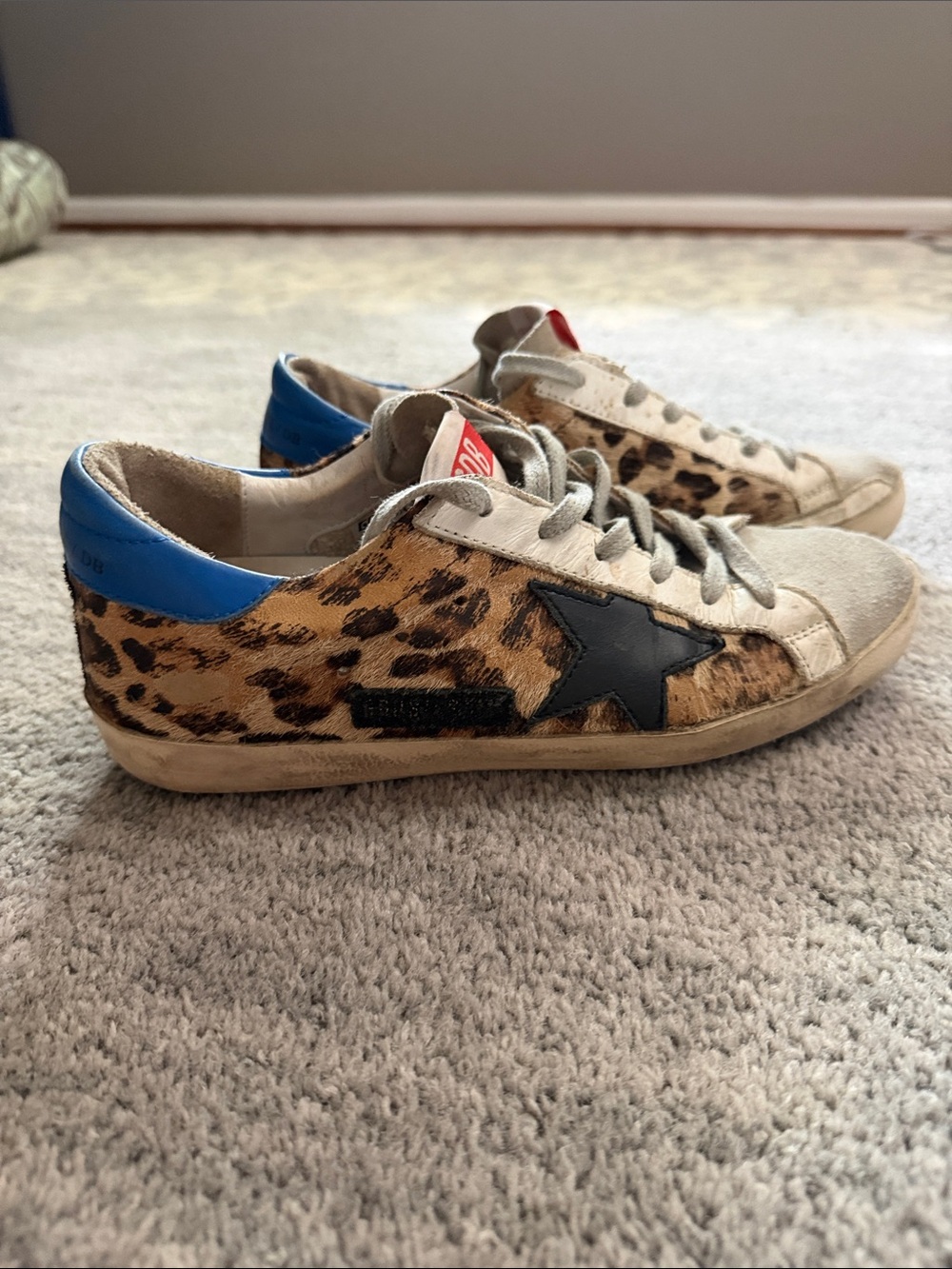 Golden Goose GGDB Leopard Accent Suede & Leather Sneakers - Beige/Black